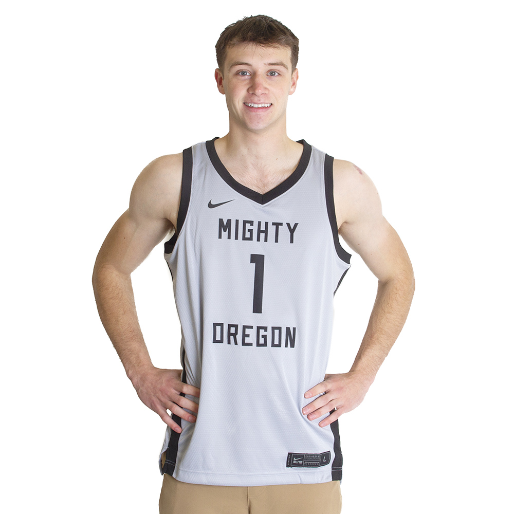 Grey Nike Authentic Basketball 21 w Mighty Oregon No.1 Jersey